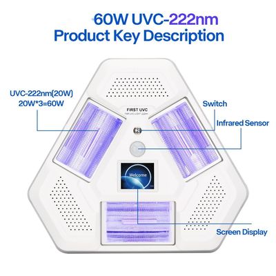 60W UVC Excimer Lamba Üçgen Tutucu Kaldırma Denetleyicisi ile 222nm Bitirdi